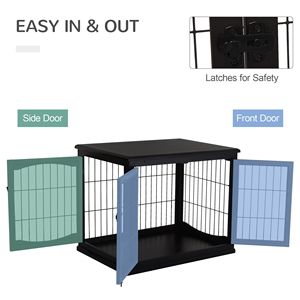 "Chewproof Rectangle Pet Furniture Small Dog <b>Crate</b> Stylish Black for Villa Living" - Product Image 6
