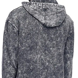 Sudadera con capucha corta para hombre, de verano, con efecto desgastado, bordes sin rematar, lavado descolorido, estilo grunge urbano, oversize, de poliéster/algodón, con efecto ácido - Product Image 2