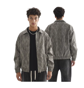เสื้อแจ็คเก็ตหนัง PU สไตล์เรโทรสำหรับผู้ชาย แบบลำลอง ปกคอพับ ซิปหน้า กันลม สตรีทแวร์ เสื้อคลุมฤดูใบไม้ร่วง ดีไซน์สั่งทำได้ ใส่สบาย - Product Image 1