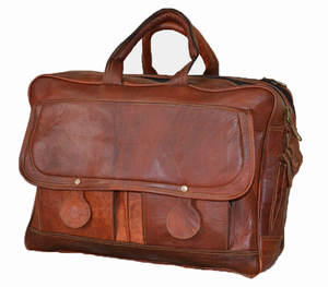 Sac messager pour ordinateur portable en cuir véritable pour homme avec doublure en polyester, mallette d'épaule portable et durable pour le bureau et les voyages - Product Image 1