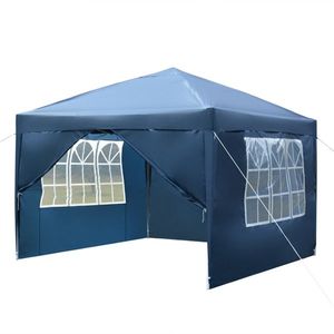 Tenda Pieghevole Blu 3x3m Impermeabile ad Angolo Retto con Due Porte e Due Finestre - Product Image 4