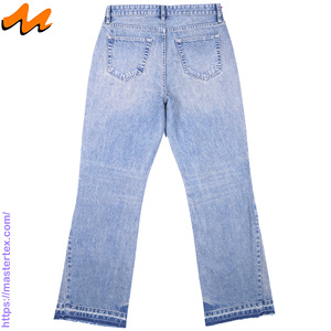 MASTER TEXTILE Men's Heavyweight 100% Cotton Falared Wide Leg Light Wash Breathable Eco-Friendly Denim <b>Jeans</b> Five Pockets - Product Image 2