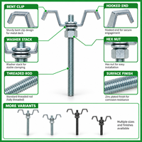 Support de suspension en acier pour poutre de barre filetée avec écrou et rondelle pour support de tuyauterie CVC OEM
