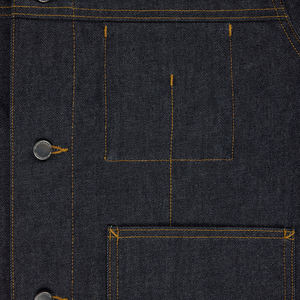 Veste en jean bleu foncé pour homme, style workwear, col rabattu, simple boutonnage, longueur standard, 100 % coton, finition délavée - Product Image 5