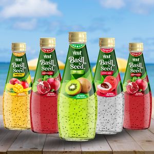 Bebida de semilla de albahaca Sabor kiwi 290ml Muestra gratis Fabricante OEM ODM Etiqueta privada Venta al por mayor ISO - Product Image 5