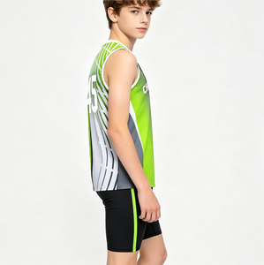 Camiseta de Voleibol Sublimada Verde y Blanca para Niños, Transpirable, de Secado Rápido, Ajustada, para Todas las Temporadas - Product Image 3