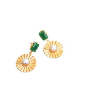 Pendientes de Latón con Piedras Preciosas al por Mayor, Perlas Hechas a Mano, Acabado Satinado de Latón Semiprecioso, Pieza de Moda de Alta Calidad - Product Image 1