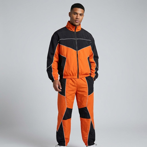 Ensemble survêtement coupe-vent imperméable pour homme avec fermeture éclair et col montant / Survêtements de pluie pour homme - Product Image 1