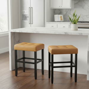 Tabouret de bar moderne en cuir PU sans dossier, tabouret de comptoir rembourré pour cuisine - Product Image 2