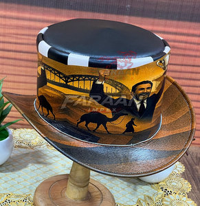 Chapeau de cowboy en cuir imprimé sur mesure, thème Champion, marron, style western, à large bord, pour ranch et rodéo, accessoire de mode - Product Image 2