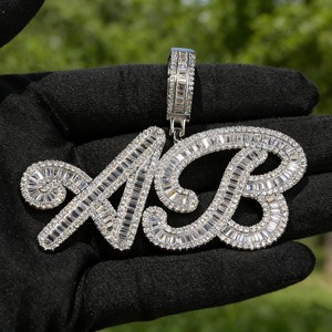 Rose Gold Plated Moissanite Letter <b>Pendant</b> Baguette Cut Channel Setting Luxury Themed Charm Everyday Wear <b>Initial</b> Letter <b>Pendant</b> - Product Image 2