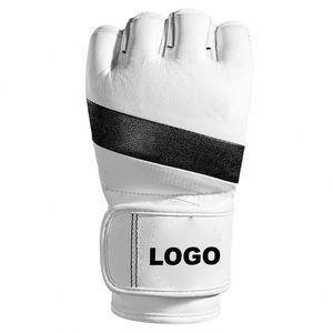 Guantes de MMA de Cuero Vacuno de 8oz, Medios Dedos, para Muay Thai, Artes Marciales, Transpirables, Ligeros, con Muñequera Ajustable, Venta al Por Mayor - Product Image 5