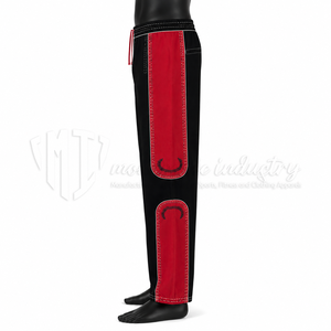 Pantalones Casuales Negros y Rojos para Hombre, Estilo Urbano Personalizado, Corte Holgado, Pierna Recta, Cintura con Cordón, Paneles en Contraste, Fabricante - Product Image 5
