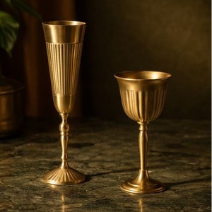 Elegant Handmade Brass Wine Glass Set Gold Finish Goblets Luxury <b>Drinkware</b> for Wedding Party Home Decor Gift - Product Image 1