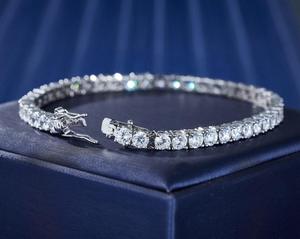 Chaîne et bracelet tennis ronds 3mm 4mm 5mm en argent sterling 925, sertis de diamants Moissanite VVS, style Hip Hop, meilleur prix - Product Image 5