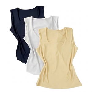 Débardeur femme personnalisé en tissu doux et respirant, coupe ajustée, col carré, teint en pièce, beige, noir, blanc, style tendance, pour usage décontracté - Product Image 1
