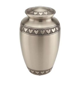 Brushed Aluminum Urn for Human Ashes Adult Size - Satin Finish Metal Cremation Urn - Matte Surface <b>Memorial</b> <b>Vase</b> for Funeral - Product Image 3