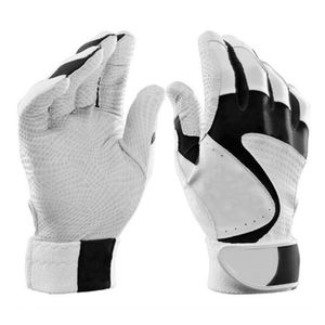 White Leather Batting Gloves Padded <b>Hook</b> And Loop Closure Unisex Adult Training Woven Design - Product Image 5