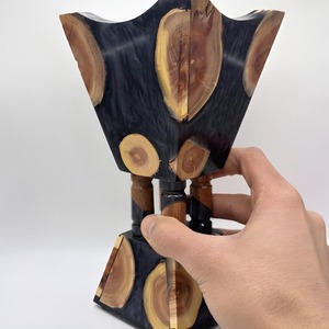 Brûleur d'encens Bakhoor en bois et résine fait main, porte-parfum décoratif pour la maison et les espaces religieux - Product Image 2