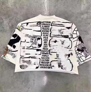 Boxy Acid <b>Wash</b> Cropped T-Shirt Men Custom High Quality Vintage Graphic Streetwear 100% Cotton Knitted Heavyweight - Product Image 4