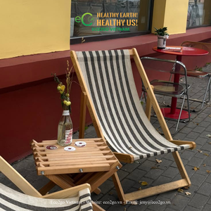 ECO2GO VIETNAM Chaise longue en bois de qualité supérieure, durable, haute capacité de charge, pliable, résistante aux intempéries, mobilier de jardin élégant - Product Image 2