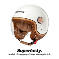 Superfasty Nouveau Casque Moto Demi-Face en ABS Premium Léger avec Fermeture Rapide et Design Graphique pour Toutes Saisons