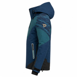 Men's Ski <b>Jacket</b> Black Red Color Blocked Hooded <b>Waterproof</b> 10,000mm for Power Stretch Synthetic -Tex Zipper Closure - Product Image 3