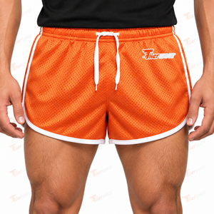 <b>Men's</b> Orange Mesh <b>Shorts</b> Mid Waist Drawstring <b>Quick</b> <b>Dry</b> Sporty Athletic <b>Shorts</b> Solid Color Front Logo <b>Men</b> Mesh <b>Shorts</b> for Sale - Product Image 5