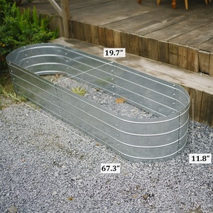 Garden <b>Bed</b> Garden Boxs <b>Metal</b> <b>Raised</b> <b>Bed</b> Planter Oval Galvanized Steel <b>Raised</b> Garden Planter <b>Bed</b> Outdoor for Plants - Product Image 2