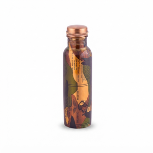Bouteille d'eau en cuivre artisanale, design camouflage, réutilisable, en métal, anti-fuite, pour voyage, maison, cuisine, cadeau - Product Image 1