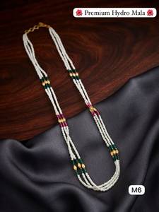 Ping Bling Premium Hydro Pearl <b>Long</b> Statement Mala <b>Necklace</b> Gold Plated Traditional Indian Ethnic Fashion Jewellery Women - Product Image 2