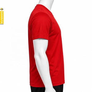 SAMAVIA Men's <b>Red</b> 100% Cotton T-<b>Shirt</b> Short Sleeve O-Neck Regular Fit Casual Solid Color Breathable Knitted Plain Dyed - Product Image 3