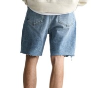 Nouveau style streetwear, short en jean pour homme, brodé, tissé, vintage, logo personnalisé, coupe droite, 100% coton, été, vente en gros