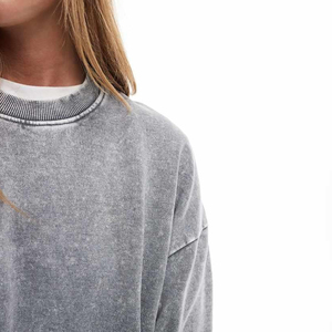 Streetwear Style Oversized <b>Women</b> Sweatshirt Vintage Washed Heavy Cotton <b>Fleece</b> Ladies Acid Wash Sweatshirts For Sale - Product Image 6