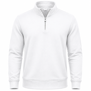 WARPRO INDUSTRY Pull en maille blanc uni pour homme, col montant, fermeture éclair 1/4, coupe classique, manches longues, hiver - Product Image 1