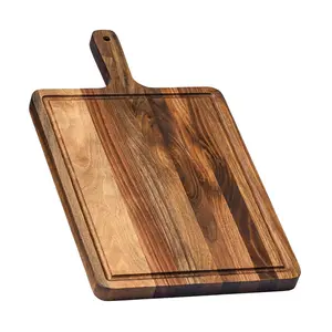 Premium Walnut Wood Cutting and Serving Board with Handle Wooden Serving Platter Versatile Wooden Board with Juice Groove