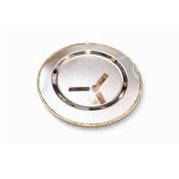 Assiette de service de luxe en acier inoxydable avec bordure dorée, finition polie, pour événements, mariages, hôtels, personnalisation