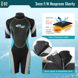 Traje de Neopreno Corto Aropec Personalizado de 3mm para Mujer, Traje de Buceo OEM/ODM con Malla Fina, Cierre Trasero Impermeable y Cuello Ajustable - Product Image 3