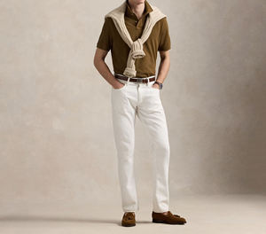 Men's Brown Polo <b>Shirt</b> Short Sleeve Regular Fit Knitted Solid Color Casual Style Breathable Cotton - Product Image 5