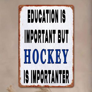 CIFbuy Targa Decorativa Vintage in Metallo da Parete - L'Istruzione è Importante, il Hockey è Ancora Più Importante - Decorazione per Bar Sportivi, Club, Caffè - Servizio di Consegna - Product Image 3