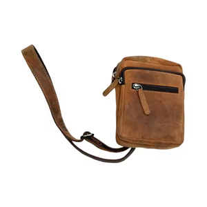 Sac à bandoulière en cuir pour homme de qualité supérieure, sac de voyage compact à bandoulière avec sangle réglable, multi-poches, petit sac de transport - Product Image 2