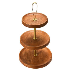 Plateau à étages en bois fait main de luxe Aaliyan Impex, motif floral, design moderne pour la présentation de desserts au thé de l'après-midi - Product Image 1