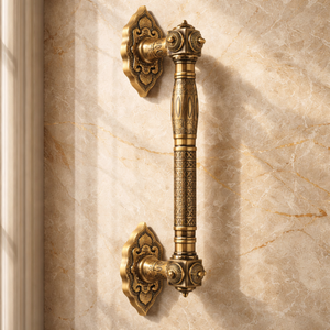 Poignée de porte en laiton massif HI SAFE 18 pouces |   Poignée d'entrée robuste en laiton antique moderne pour porte principale extérieure - Product Image 4