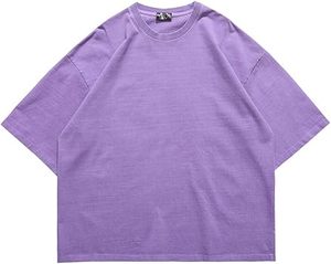 เสื้อยืดโอเวอร์ไซส์ผู้ชาย ผ้าเจอร์ซีย์หนา คุณภาพสูง ล้างแบบวินเทจ ผ้าฝ้ายเรียบ สีพื้น ทรงหลวม สไตล์ฮิปฮอป แฟชั่น - Product Image 1