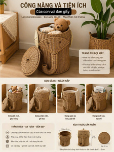 Natural Rattan Eco-Friendly Multifunction Folding <b>Elephant</b>-Shaped Drink/Food Storage Basket Unique Water Hyacinth Design Sweeten - Product Image 4