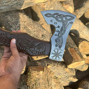 Thewizcrafts Handmade Industrial High Carbon Steel Tomahawk Hatchet Multi-Purpose Camping Outdoor Survival <b>Axe</b> Steel <b>Handle</b> - Product Image 6
