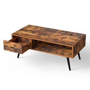 Rectangular Retro Coffee <b>Table</b> with Drawer and Storage Shelf - Product Image 5