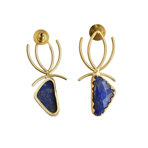 Pendientes de Piedra Preciosa de Lapislázuli Natural, Ligeros, Hechos a Mano, de Latón Chapado en Oro, Joyería de Moda - Product Image 6