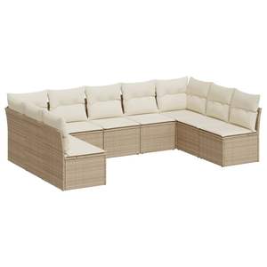 Ensemble de canapés de jardin beige crème blanc en rotin, mobilier d'extérieur, coussins imperméables, design contemporain - Product Image 4