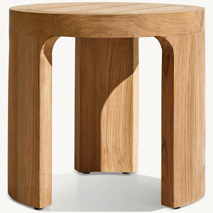 Round Coffee <b>Table</b> Made of Sturdy Teak Wood Eco-Friendly Simple Modern Design Durable for <b>Drinking</b> Coffee - Product Image 2